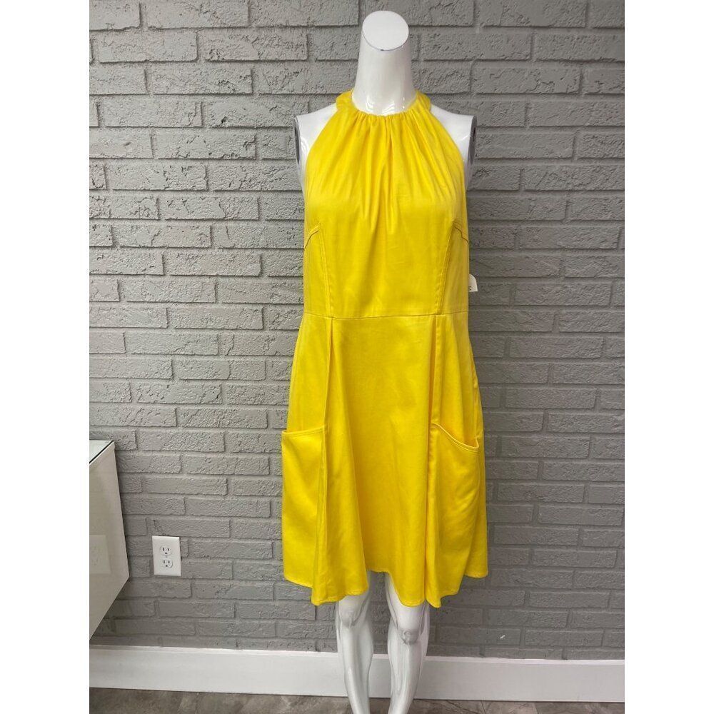 Jessica Simpson Women Yellow Halter Dress with Pockets Size 12 NWT